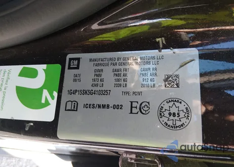 2016 Buick Verano from USA, damaged, VIN 1G4P15SK5G4103257